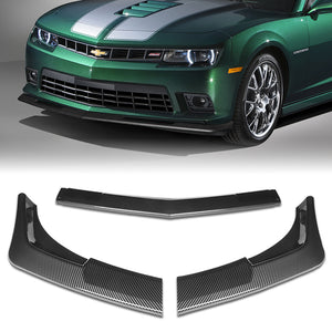 For 2014-2015 Chevy Camaro SS Z28 Carbon Look Front Bumper Splitter Spoiler Lip 3PCS