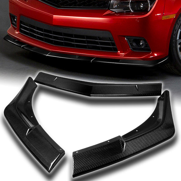 For 2014-2015 Chevy Camaro SS Z28 Carbon Fiber Front Bumper Splitter Spoiler Lip 3PCS