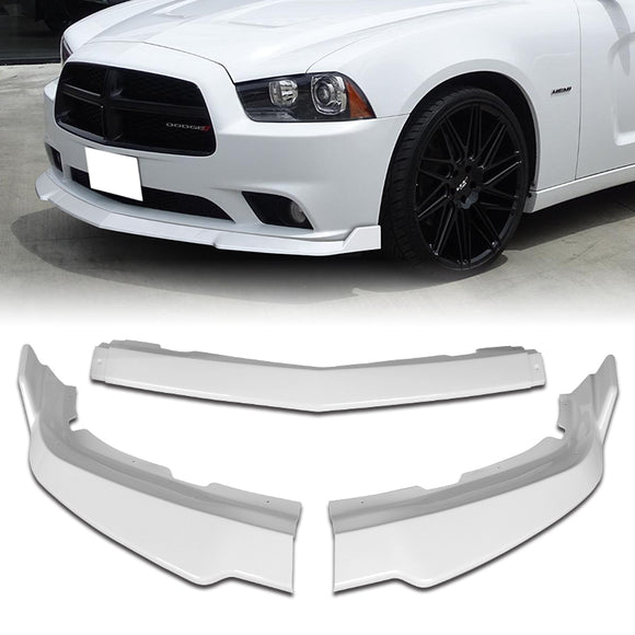 For 2011-2014 Dodge Charger Painted White Front Bumper Splitter Spoiler Lip STP-Style 3PCS