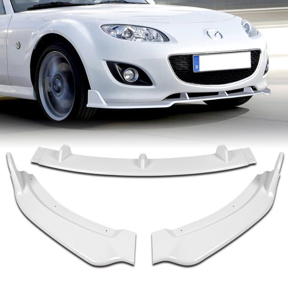 For 2009-2013 Mazda Miata MX-5 GV-Style Painted White Front Bumper Splitter Spoiler Lip 3PCS