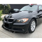 For 2006-2008 BMW E90 E91 3-Series H-Style Painted Black Front Bumper Body Splitter Spoiler Lip 3PCS