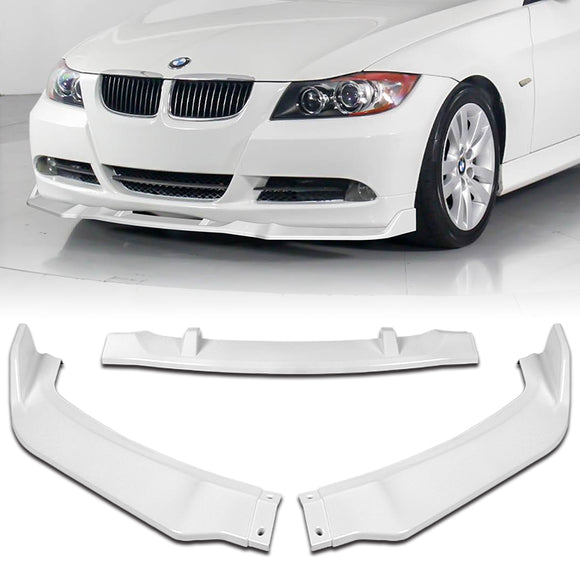 For 2006-2008 BMW E90 E91 3-Series H-Style Painted White Front Bumper Body Splitter Spoiler Lip 3PCS