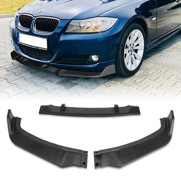 For 2006-2008 BMW E90 E91 3-Series H-Style Matte Black Front Bumper Body Splitter Spoiler Lip 3PCS