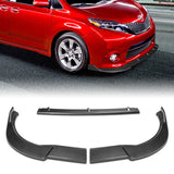 For 2011-2017 Toyota Sienna SE MP-Style Carbon Look Front Bumper Body Splitter Spoiler Lip 3PCS