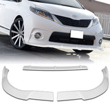 For 2011-2017 Toyota Sienna SE MP-Style Painted White Front Bumper Body Splitter Spoiler Lip 3PCS