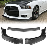 For 2011-2014 Dodge Charger SRT Carbon Look Front Bumper Body Splitter Spoiler Lip 3PCS