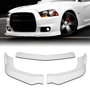 For 2011-2014 Dodge Charger SRT Painted White Front Bumper Body Splitter Spoiler Lip 3PCS