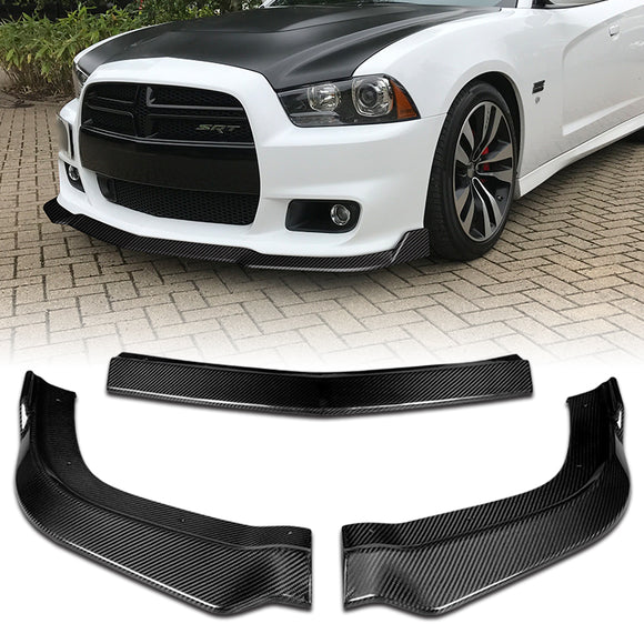 For 2011-2014 Dodge Charger SRT Real Carbon Fiber Front Bumper Body Splitter Spoiler Lip 3PCS