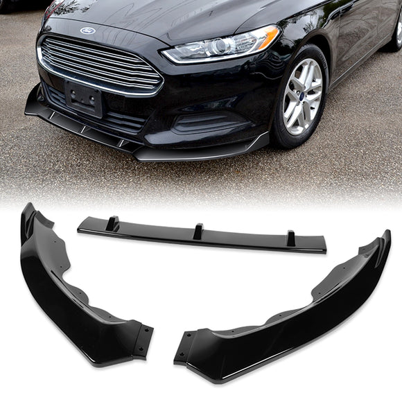 For 2013-2016 Ford Fusion Mondeo Painted Black Front Bumper Body Splitter Spoiler Lip 3PCS