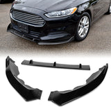 For 2013-2016 Ford Fusion Mondeo Painted Black Front Bumper Body Splitter Spoiler Lip 3PCS
