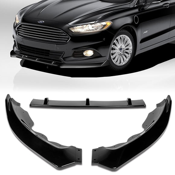 For 2013-2016 Ford Fusion Mondeo Painted Black Front Bumper Body Splitter Spoiler Lip 3PCS
