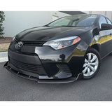 For 2014-2016 Toyota Corolla Base L/LE Model Painted Black Front Bumper Body Splitter Spoiler Lip 3PCS
