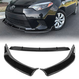 For 2014-2016 Toyota Corolla Base L/LE Model Painted Black Front Bumper Body Splitter Spoiler Lip 3PCS
