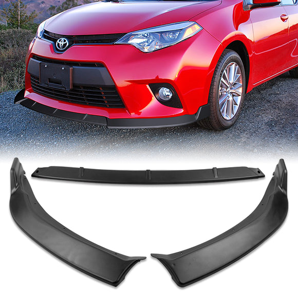 For 2014-2016 Toyota Corolla Base L/LE Model Matte Black Front Bumper Body Splitter Spoiler Lip 3PCS