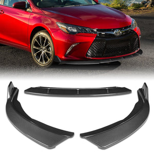 For 2015-2017 Toyota Camry STP-Style Carbon Look Front Bumper Body Splitter Spoiler Lip 3PCS