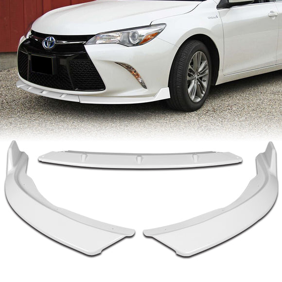 For 2015-2017 Toyota Camry STP-Style Painted White Front Bumper Body Splitter Spoiler Lip 3PCS