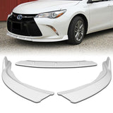 For 2015-2017 Toyota Camry STP-Style Painted White Front Bumper Body Splitter Spoiler Lip 3PCS