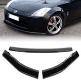 For 2003-2005 Nissan 350Z Z33 CT-Style Painted Black Front Bumper Body Splitter Spoiler Lip 3PCS
