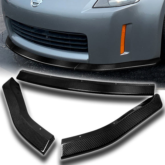 For 2003-2005 Nissan 350Z Z33 CT-Style Carbon Fiber Front Bumper Body Splitter Spoiler Lip 3PCS