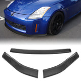 For 2003-2005 Nissan 350Z Z33 CT-Style Matte Black Front Bumper Body Splitter Spoiler Lip 3PCS