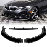 For 2019-2021 BMW G20 G21 3-Series Sport-Line Painted Black Front Bumper Body Splitter Spoiler Lip 3PCS