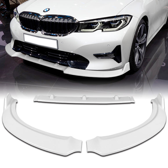 For 2019-2021 BMW G20 G21 3-Series Sport-Line Painted White Front Bumper Body Splitter Spoiler Lip 3PCS