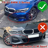 2019-2021 BMW G20 G21 3-Series Sport Real Carbon Fiber 3-Piece Front Bumper Body Spoiler Splitter Lip Kit with Fenders Bumper Badge