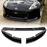 For 2009-2012 Nissan 370Z Z34 CT-Style Painted Black Front Bumper Body Splitter Spoiler Lip 3PCS