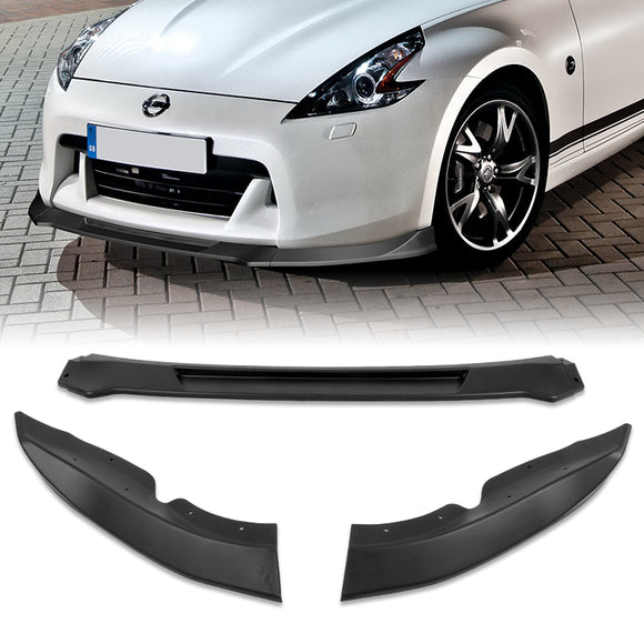 For 2009-2012 Nissan 370Z Z34 CT-Style Matte Black Front Bumper Body Splitter Spoiler Lip 3PCS