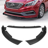 For 2015-2017 Hyundai Sonata STP-Style Matte Black Front Bumper Body Splitter Spoiler Lip 3PCS