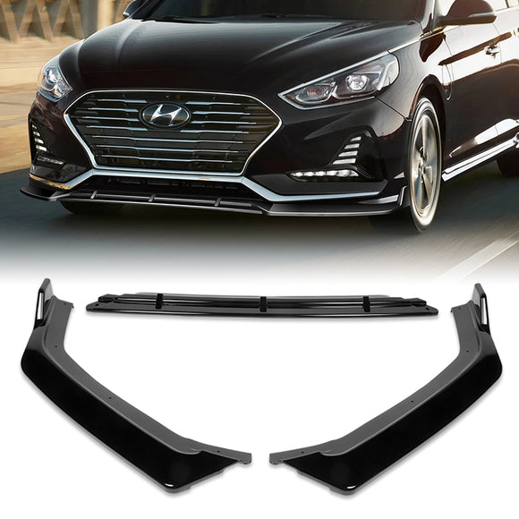 For 2018-2019 Hyundai Sonata Painted Black Front Bumper Body Splitter Spoiler Lip 3PCS