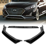 For 2018-2019 Hyundai Sonata Painted Black Front Bumper Body Splitter Spoiler Lip 3PCS