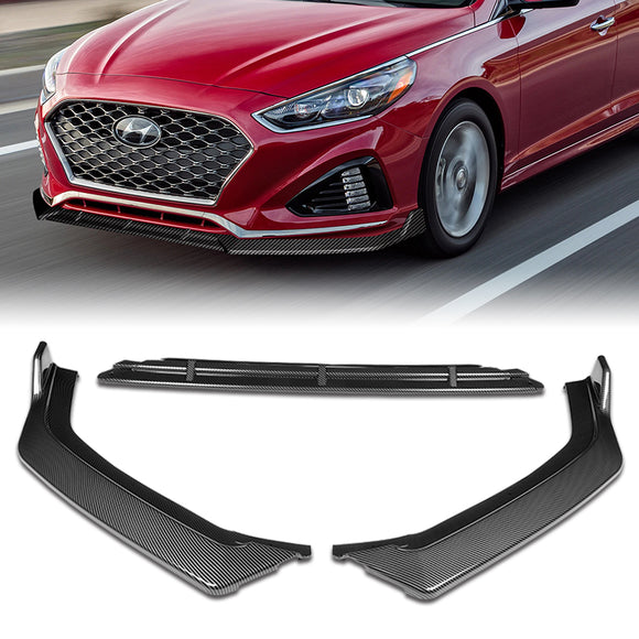 For 2018-2019 Hyundai Sonata Carbon Look Front Bumper Body Splitter Spoiler Lip 3PCS