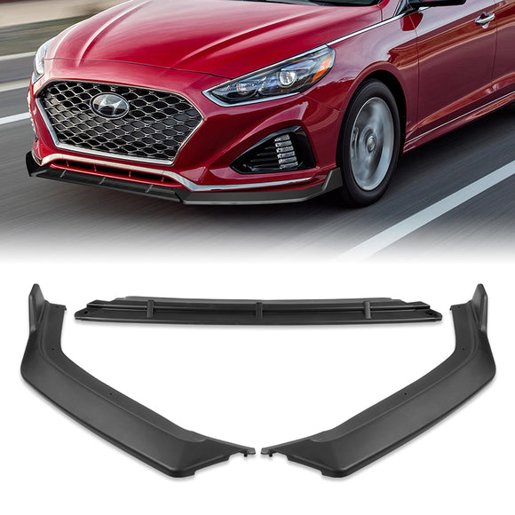 For 2018-2019 Hyundai Sonata Matte Black Front Bumper Body Splitter Spoiler Lip 3PCS