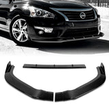 For 2013-2015 Nissan Altima Sedan Painted Black Front Bumper Body Splitter Spoiler Lip 3PCS