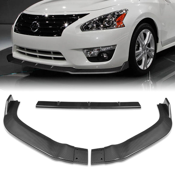 For 2013-2015 Nissan Altima Sedan Carbon Look Front Bumper Body Splitter Spoiler Lip 3PCS