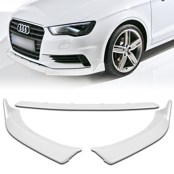 For 2014-2016 Audi A3 Painted White Sport Front Bumper Body Splitter Spoiler Lip 3PCS