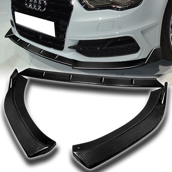 For 2014-2016 Audi A3 Real Carbon Fiber Sport Front Bumper Body Splitter Spoiler Lip 3PCS