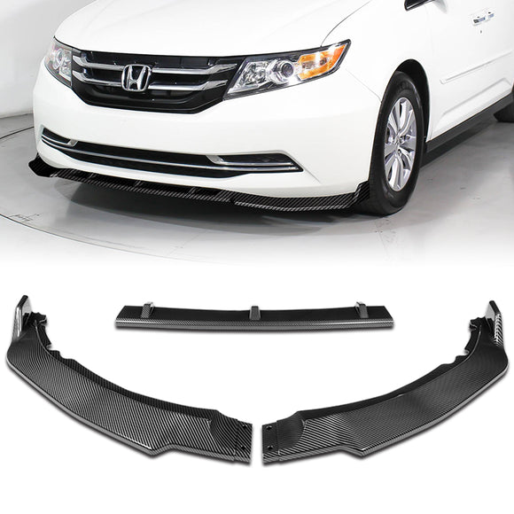 For 2011-2017 Honda Odyssey CK-Style Carbon Look Sport Front Bumper Body Splitter Spoiler Lip 3PCS