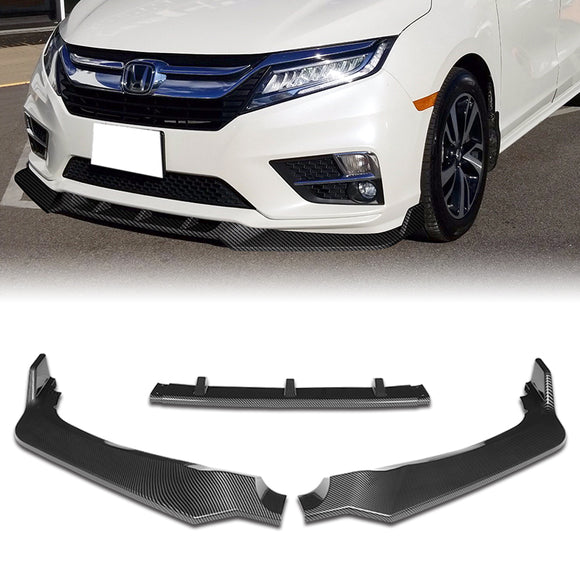 For 2018-2020 Honda Odyssey CK-Style Carbon Look Sport Front Bumper Body Splitter Spoiler Lip 3PCS