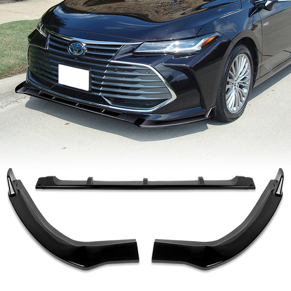 For 2019-2021 Toyota Avalon STP-Style Painted Black Front Bumper Body Splitter Spoiler Lip 3PCS