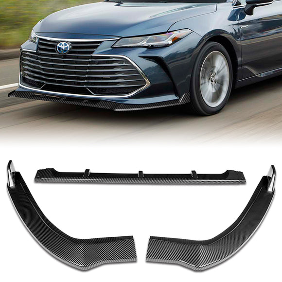 For 2019-2021 Toyota Avalon STP-Style Carbon Look Front Bumper Body Splitter Spoiler Lip 3PCS