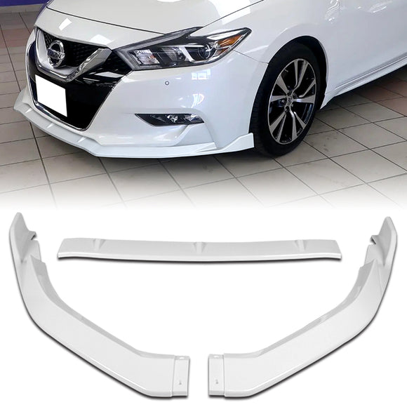 For 2016-2018 Nissan Maxima GT-Style Painted White Front Bumper Body Splitter Spoiler Lip 3PCS