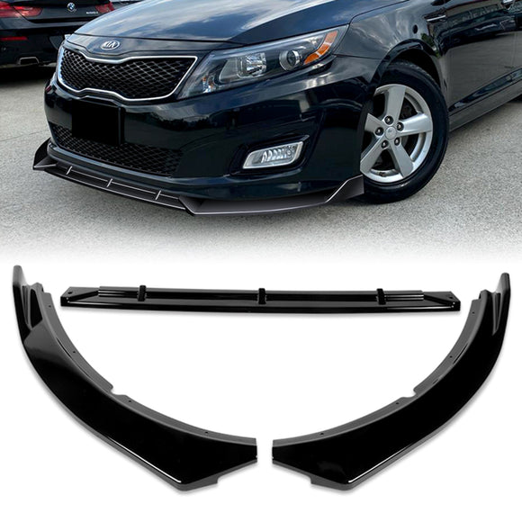 For 2014-2015 Kia Optima STP-Style Painted Black Front Bumper Body Splitter Spoiler Lip 3PCS