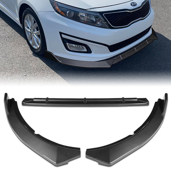 For 2014-2015 Kia Optima STP-Style Carbon Look Front Bumper Body Splitter Spoiler Lip 3PCS