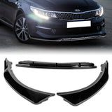 For 2016-2018 Kia Optima LX EX STP-Style Painted Black Front Bumper Body Splitter Spoiler Lip 3PCS