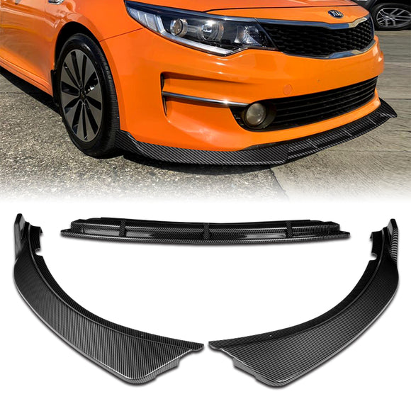 For 2016-2018 Kia Optima LX EX STP-Style Carbon Look Front Bumper Body Splitter Spoiler Lip 3PCS