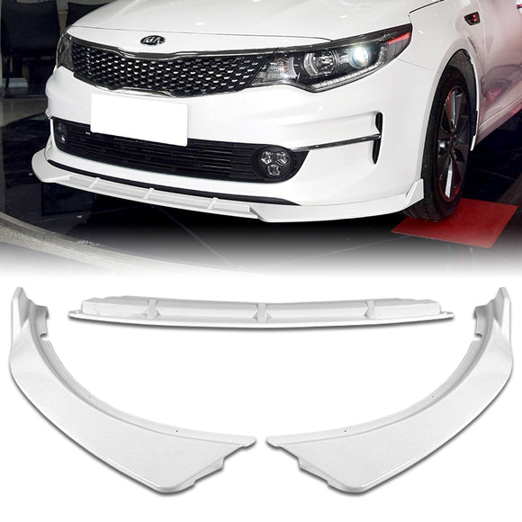 For 2016-2018 Kia Optima LX EX STP-Style Painted White Front Bumper Body Splitter Spoiler Lip 3PCS
