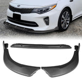 For 2016-2018 Kia Optima SX SXL STP-Style Carbon Look Front Bumper Body Splitter Spoiler Lip 3PCS