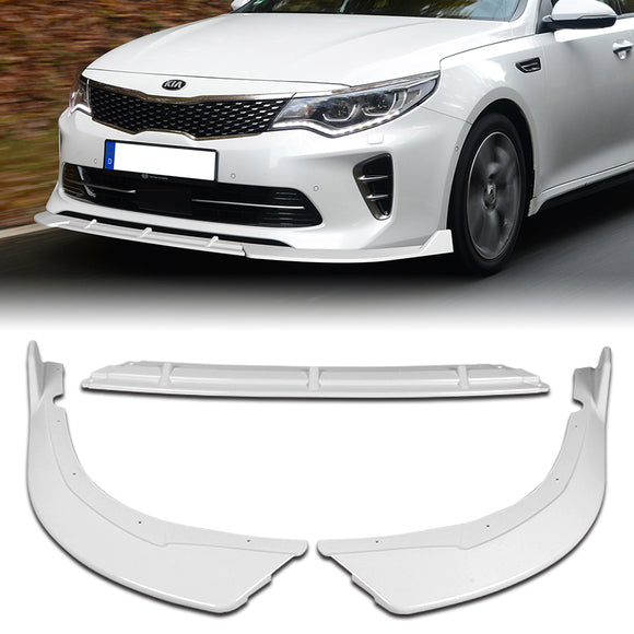 For 2016-2018 Kia Optima SX SXL STP-Style Painted White Front Bumper Body Splitter Spoiler Lip 3PCS